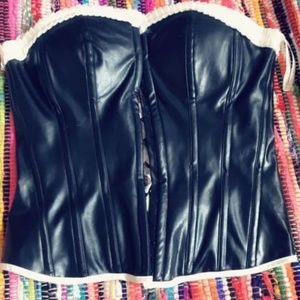 Women's black vinyl corset, sz L, Charlotte Russe